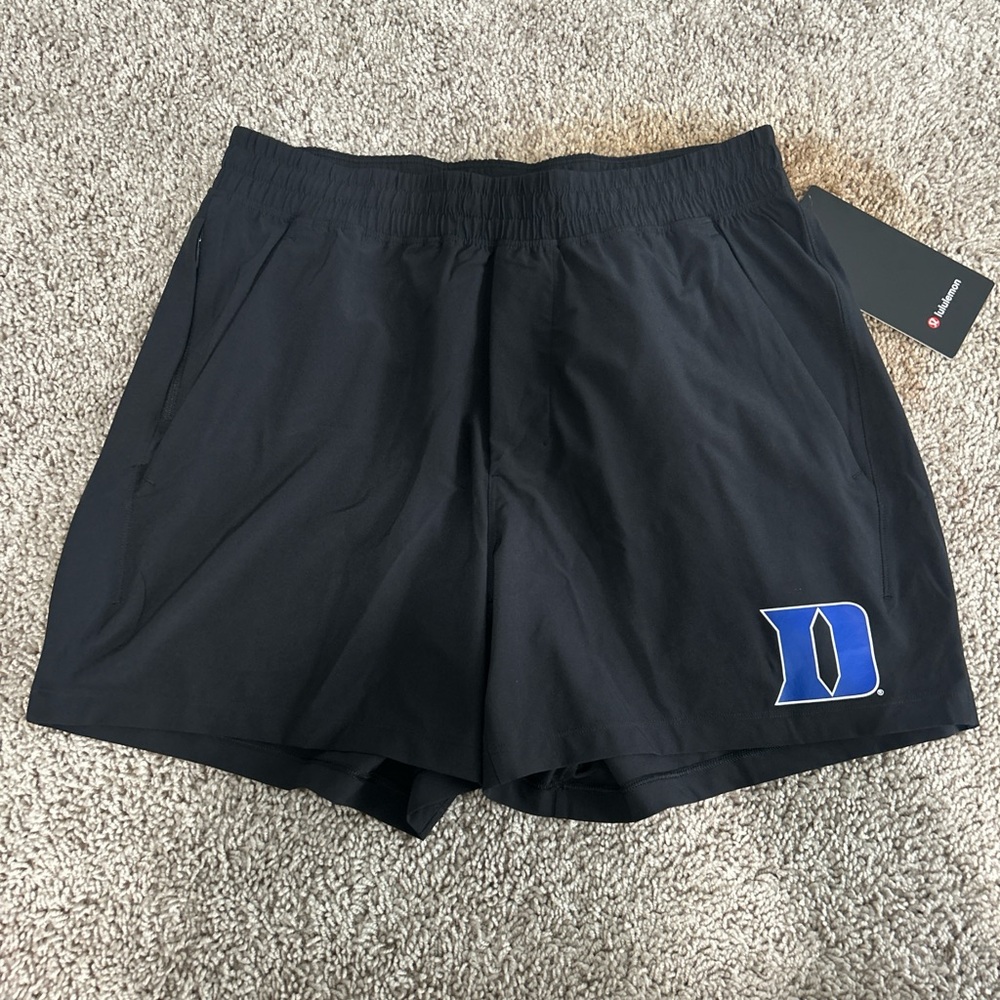 Black Athletic Shorts with Blue Logo